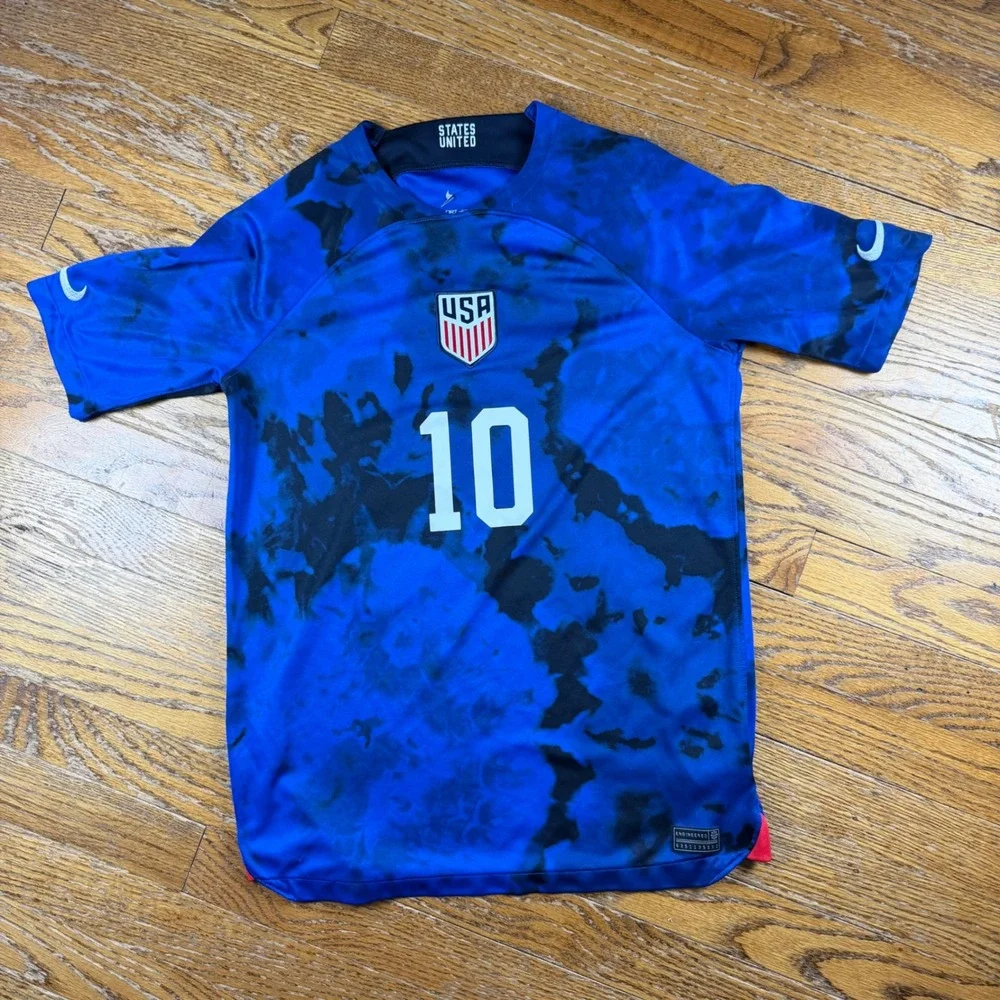Nike USMNT Pulisic 10 Away Jersey 2022 Blue Tie Dye Soccer DN0846-453 Boya XL